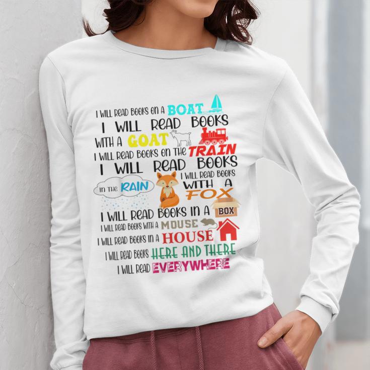 Teacher I Will Read Book On Boat Kids Women Bookworm Women Long Sleeve T-Shirt, funny design Teacher I Will Read Book On Boat Kids Women Bookworm Women Long Sleeve T-Shirt, funny design