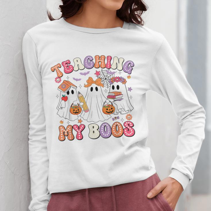Teaching My Boos Cute Spooky Ghost Teacher Halloween Women Women Long Sleeve T-Shirt, funny design Teaching My Boos Cute Spooky Ghost Teacher Halloween Women Women Long Sleeve T-Shirt, funny design