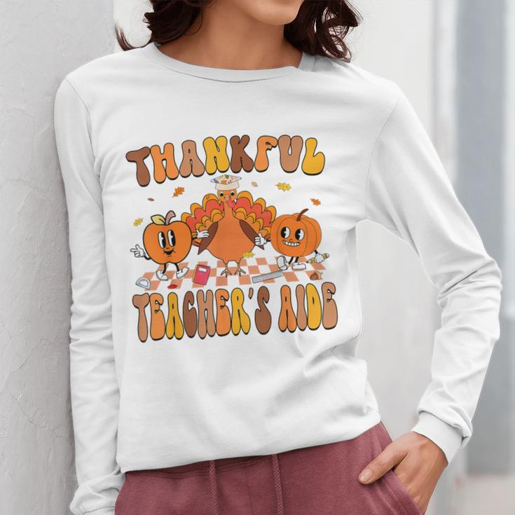 Thankful Teacher's Aide Thanksgiving Autumn Fall Women Men Women Long Sleeve T-Shirt, funny design