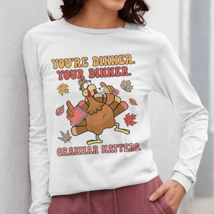 Thanksgiving Grammar Thankful English Teacher Fall Turkey Women Long Sleeve T-Shirt, English Teacher Gifts, funny design Thanksgiving Grammar Thankful English Teacher Fall Turkey Women Long Sleeve T-Shirt, English Teacher Gifts, funny design
