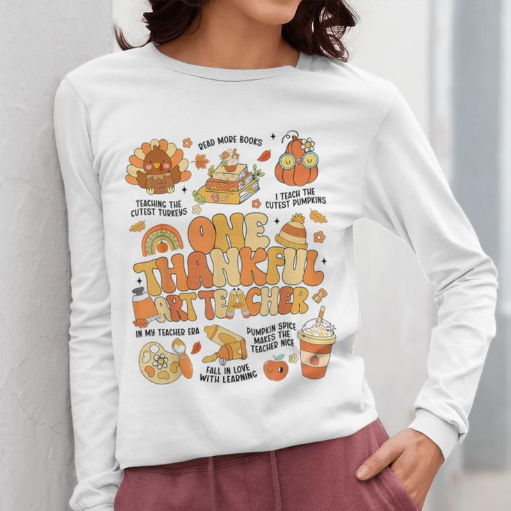 Thanksgiving One Thankful Art Teacher Fall Groovy Men Women Women Long Sleeve T-Shirt, Groovy Teacher Gifts, funny design Thanksgiving One Thankful Art Teacher Fall Groovy Men Women Women Long Sleeve T-Shirt, Groovy Teacher Gifts, funny design