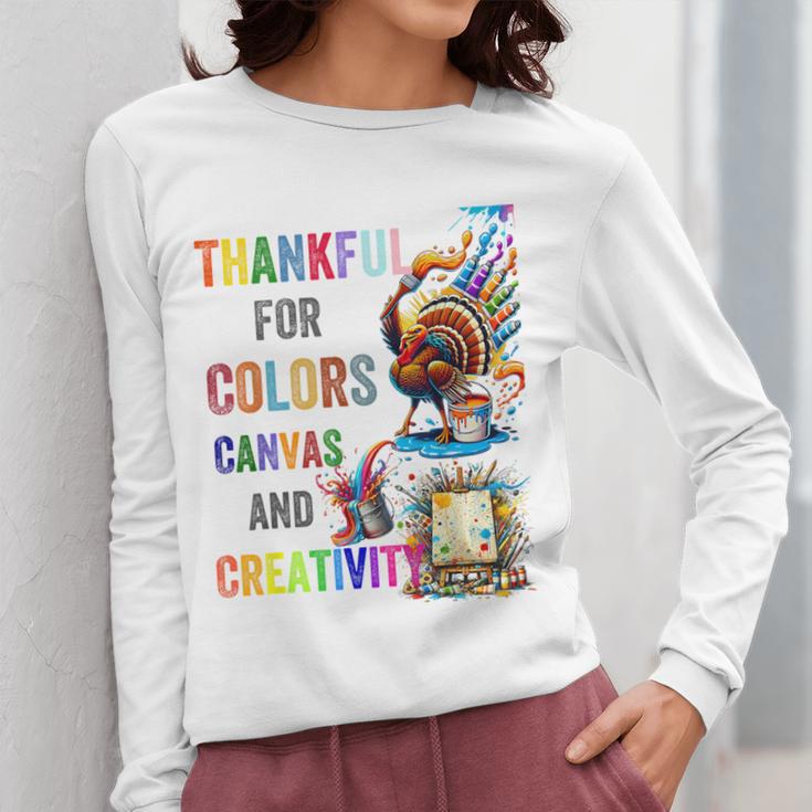 Turkey Thanksgiving Art Teacher Costume Tee For Artists Women Long Sleeve T-Shirt, funny design