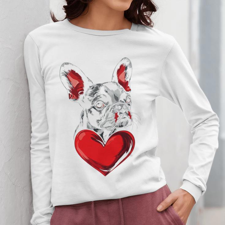Valentine's Day Boston Terrier Dog Vector Women Long Sleeve T-Shirt, funny design