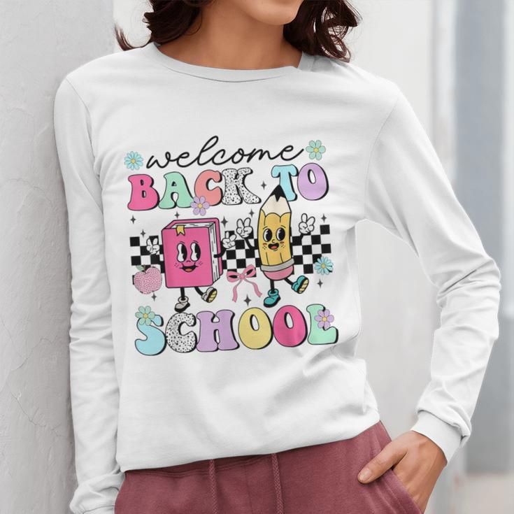 Welcome Back To School 2024 Teachers Students First Day Women Long Sleeve T-Shirt, funny design