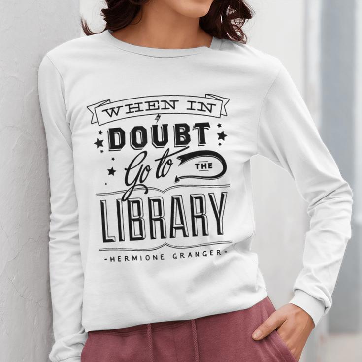 When In Doubt Go To The Library Teacher Vintage Book Lovers Women Long Sleeve T-Shirt, funny design When In Doubt Go To The Library Teacher Vintage Book Lovers Women Long Sleeve T-Shirt, funny design