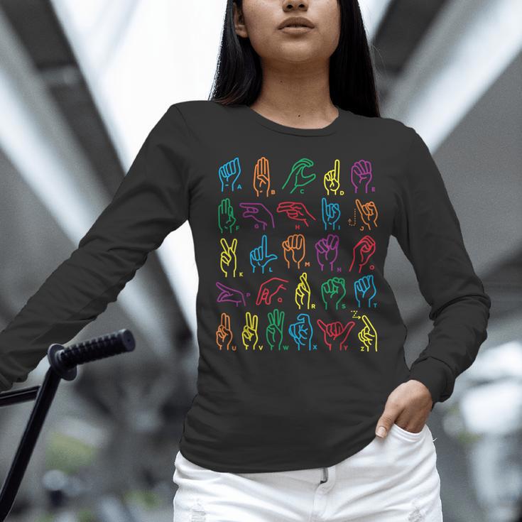 ABC Sign Language Chart Teacher Hand Letter Alphabet ASL Women Long Sleeve T-Shirt, gift for family, gift for coworker