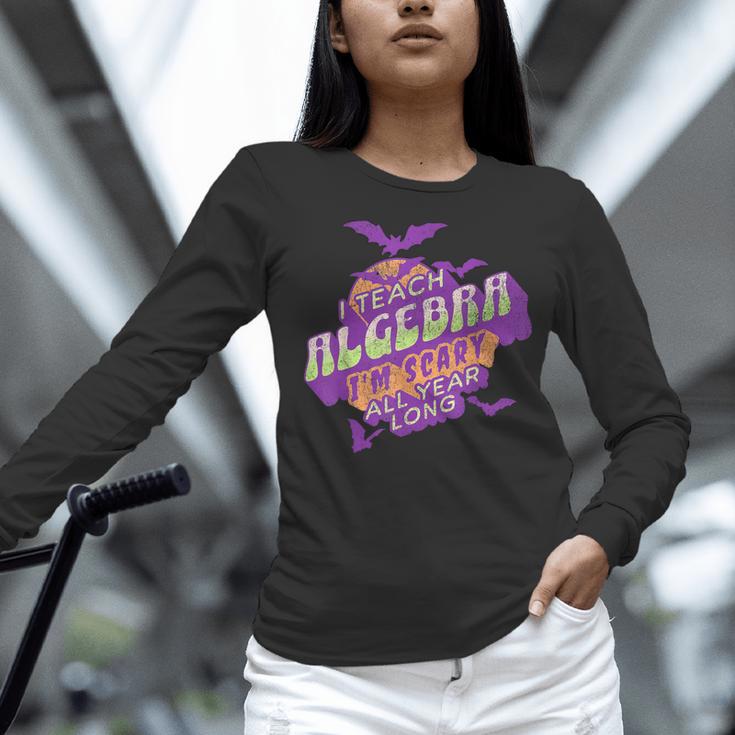 Algebra Teacher Halloween Spooky Ghost Math Mathematics Grad Women Long Sleeve T-Shirt, gift for family, gift for coworker