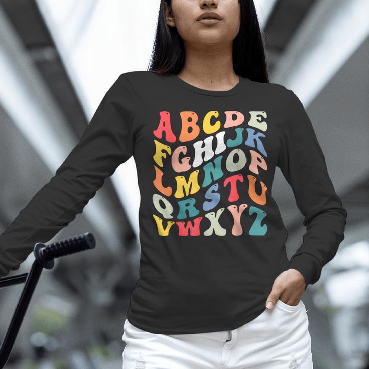 Alphabet Hi Back To School ABC Pre K Kindergarten Teacher Women Long Sleeve T-Shirt, gift for family, gift for coworker