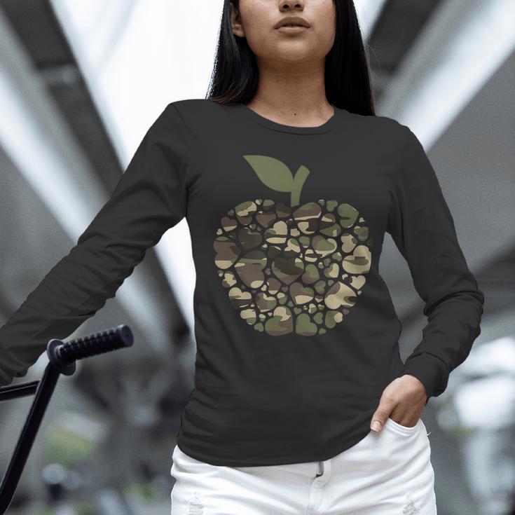 Apple Hearts Teacher Camouflage Clothing School Camo Apple For Men Women Girls Kids Women Long Sleeve T-Shirt, gift for family, gift for coworker
