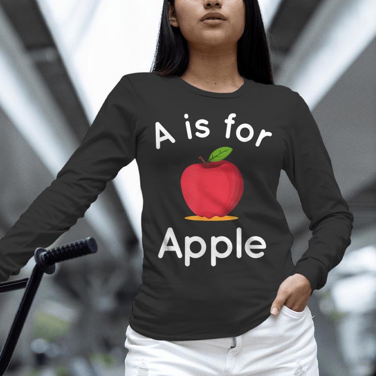 A Is For Apple Toddler Kindergarten Preschool Teacher Women Long Sleeve T-Shirt, gift for family, gift for coworker A Is For Apple Toddler Kindergarten Preschool Teacher Women Long Sleeve T-Shirt, gift for family, gift for coworker