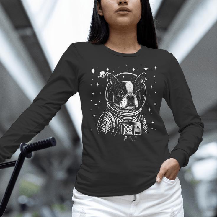 Astronaut Boston Terrier Space Galaxy Dog Lovers Women Long Sleeve T-Shirt, gift for family, gift for coworker