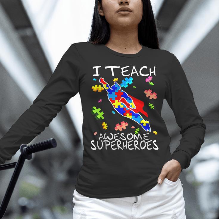 Autism Awareness Teacher I Teach Awesome Superheroes Women Long Sleeve T-Shirt, gift for family, gift for coworker Autism Awareness Teacher I Teach Awesome Superheroes Women Long Sleeve T-Shirt, gift for family, gift for coworker