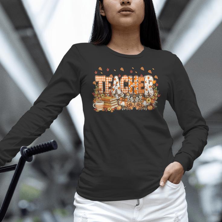 Autumn Pumpkin Thanksgiving Coffee Floral Teacher Fall Women Long Sleeve T-Shirt, gift for family, gift for coworker Autumn Pumpkin Thanksgiving Coffee Floral Teacher Fall Women Long Sleeve T-Shirt, gift for family, gift for coworker