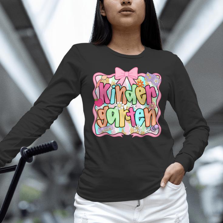 Back To School Kindergarten Preppy Teacher Girl Women Long Sleeve T-Shirt, gift for family, gift for coworker Back To School Kindergarten Preppy Teacher Girl Women Long Sleeve T-Shirt, gift for family, gift for coworker