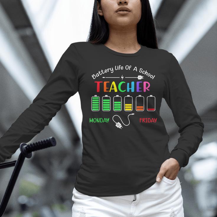 Battery Life Of A School Teacher Monday To Friday For Men Women Women Long Sleeve T-Shirt, gift for family, gift for coworker