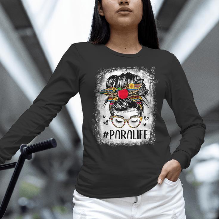 Bleached Teacher Para Life Paraprofessional Cute Messy Bun For Men Women Girls Kids Women Long Sleeve T-Shirt, gift for family, gift for coworker Bleached Teacher Para Life Paraprofessional Cute Messy Bun For Men Women Girls Kids Women Long Sleeve T-Shirt, gift for family, gift for coworker