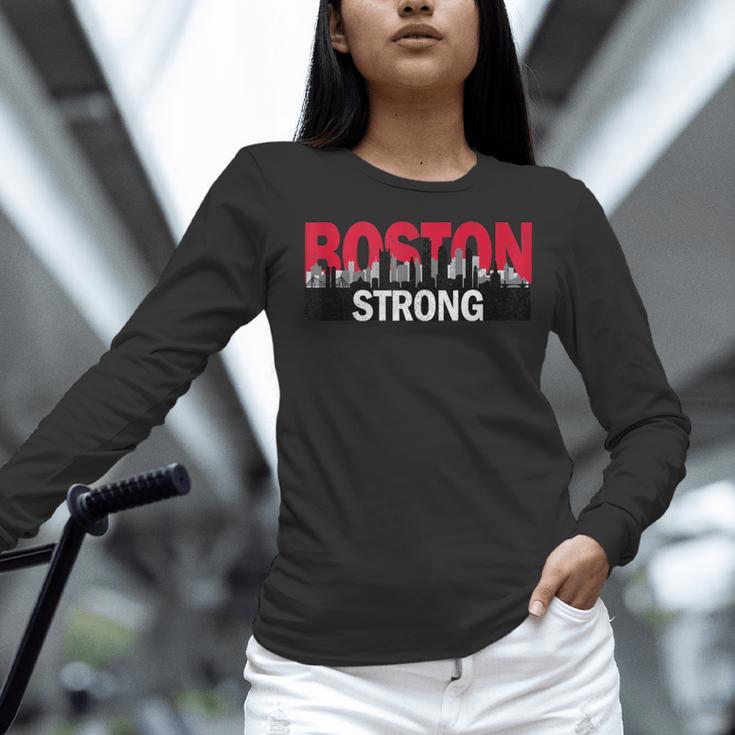 Boston Strong Logo Vintage Boston City Skyline Women Long Sleeve T-Shirt, gift for family, gift for coworker