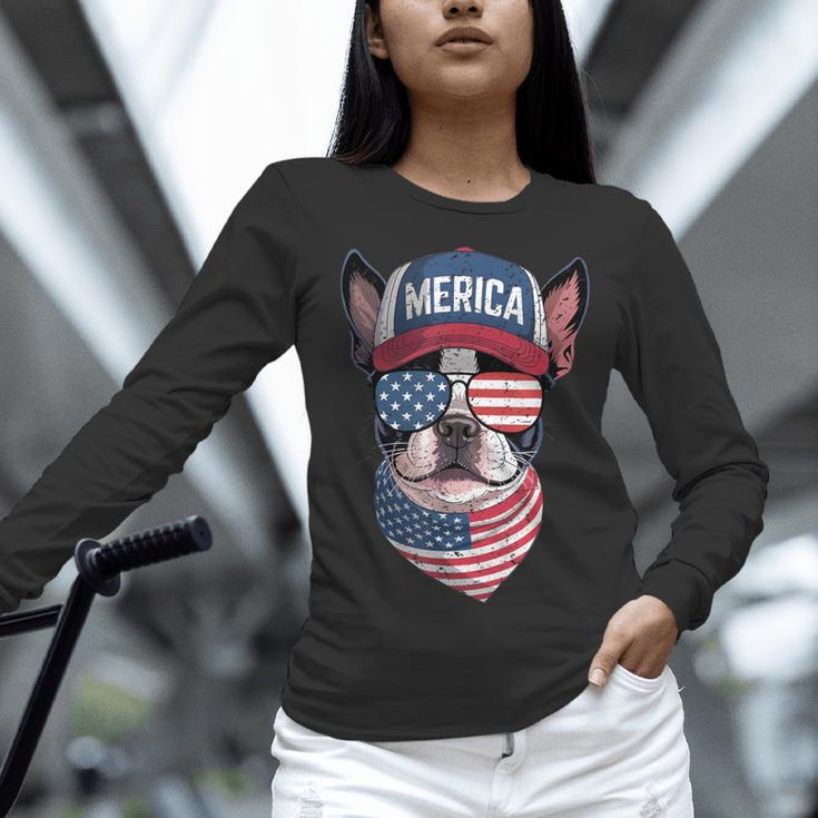 Boston Terrier 4th Of July US Merica Bostie Dog Patriotic For Men Women Kids Women Long Sleeve T-Shirt, Patriotic Boston Terrier Shirts, Boston Terrier 4th Of July Shirts, gift for family, gift for coworker