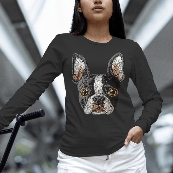 Boston Terrier Cute Puppy Face Dog Lover Pet Owner Women Long Sleeve T-Shirt, gift for family, gift for coworker