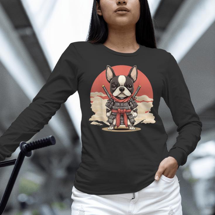 Boston Terrier Dog Japanese Style Samurai Dogs Women Long Sleeve T-Shirt, gift for family, gift for coworker