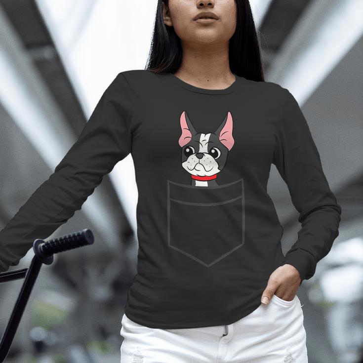 Boston Terrier Dog In The Pocket Boston Terrier For Men Women Girls Kids Women Long Sleeve T-Shirt, gift for family, gift for coworker