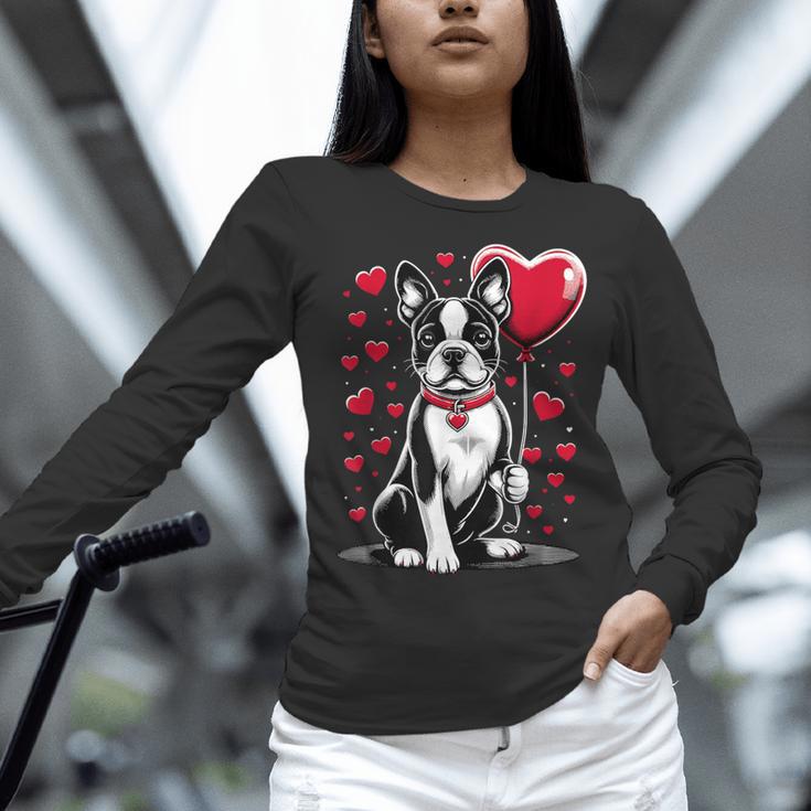 Boston Terrier Dog Valentine's Day Dog Owner Valentine Women Long Sleeve T-Shirt, gift for family, gift for coworker