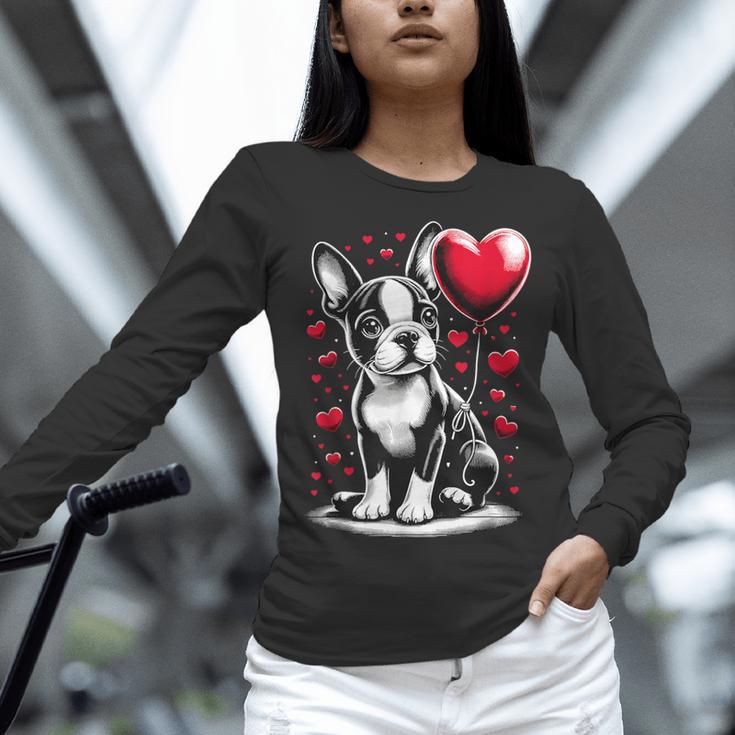 Boston Terrier Dog Valentine's Day Dog Owner Women Long Sleeve T-Shirt, gift for family, gift for coworker