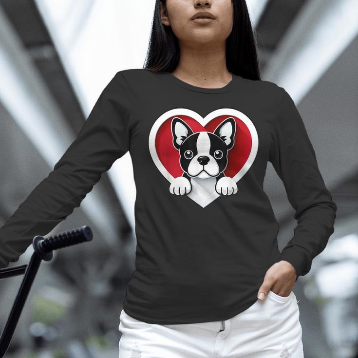 Boston Terrier Heart Cute Puppy Lover Or Dog Owner Women Long Sleeve T-Shirt, gift for family, gift for coworker