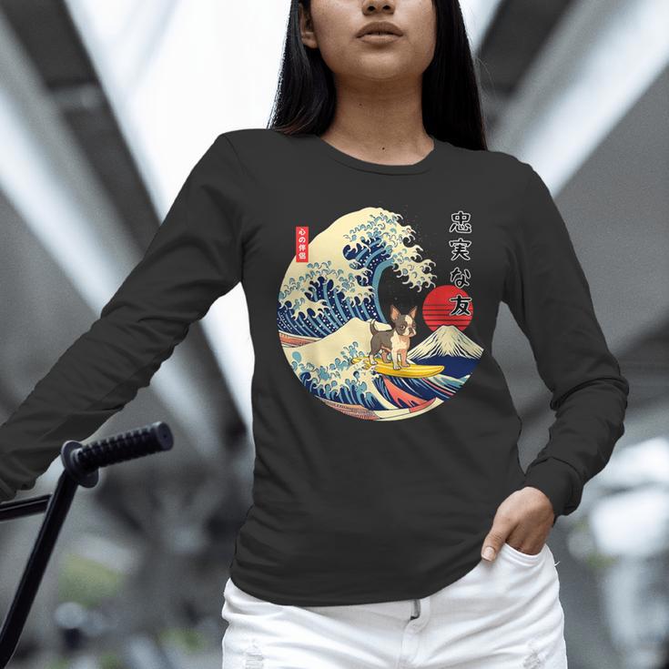 Boston Terrier Japanese Kanagawa Wave Surf Loyal Dog Men Women Kids Women Long Sleeve T-Shirt, gift for family, gift for coworker