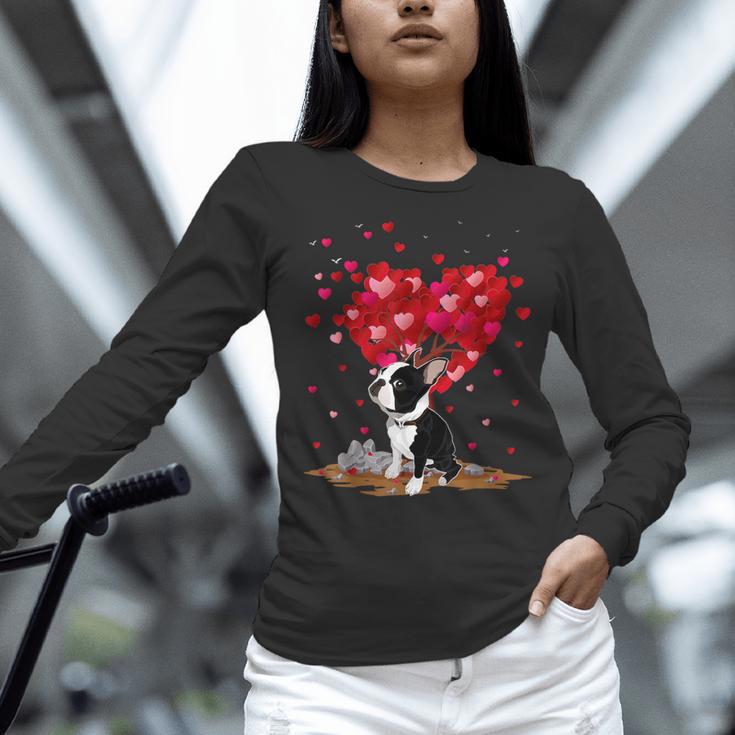 Boston Terrier Lover Heart Shape Boston Terrier Valentine Women Long Sleeve T-Shirt, gift for family, gift for coworker