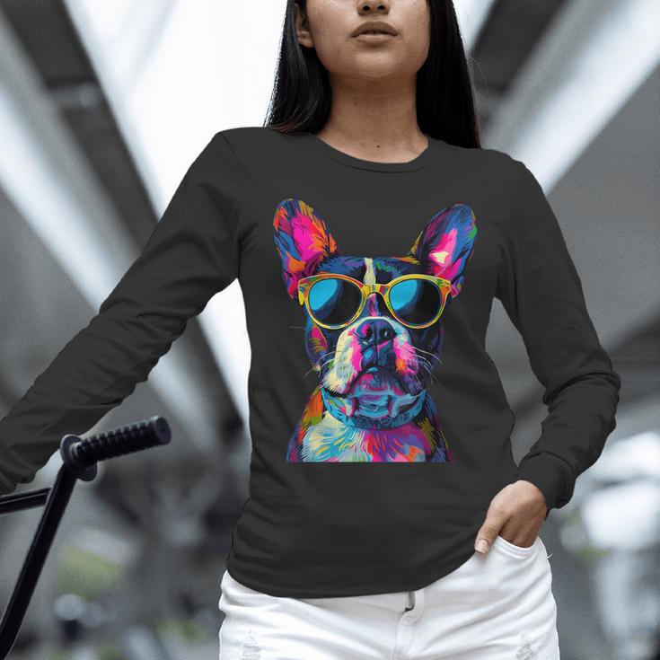Boston Terrier Lovers Pop Art Boston Terrier Women Long Sleeve T-Shirt, gift for family, gift for coworker