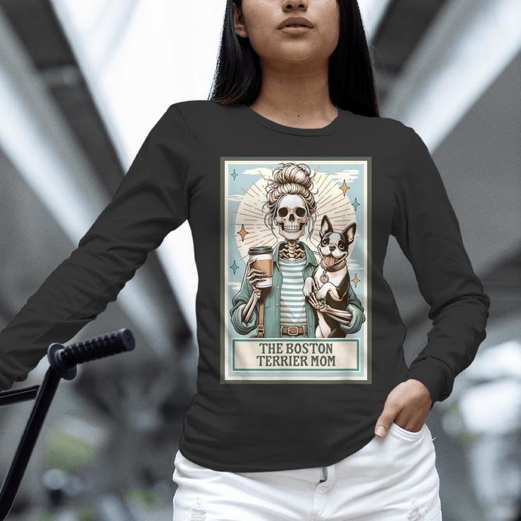 The Boston Terrier Mom Skeleton Spooky Season Halloween Women Long Sleeve T-Shirt, Boston Terrier Mom Shirts, Boston Terrier Halloween Shirts, gift for family, gift for coworker