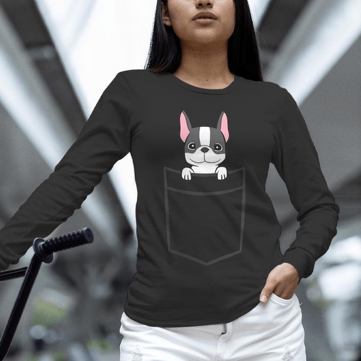 Boston Terrier In The Pocket Cute Boston Terrier Dog For Men Women Girls Kids Women Long Sleeve T-Shirt, gift for family, gift for coworker