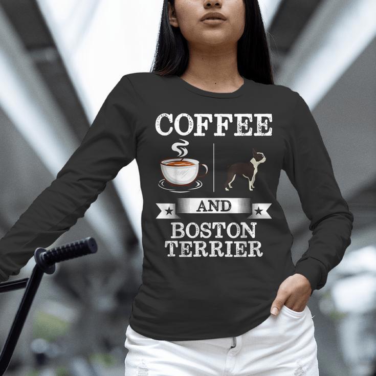 Boston Terrier Shirt Coffee And Boston Terrier Cute Dog For Men Women Girls Kids Women Long Sleeve T-Shirt, gift for family, gift for coworker