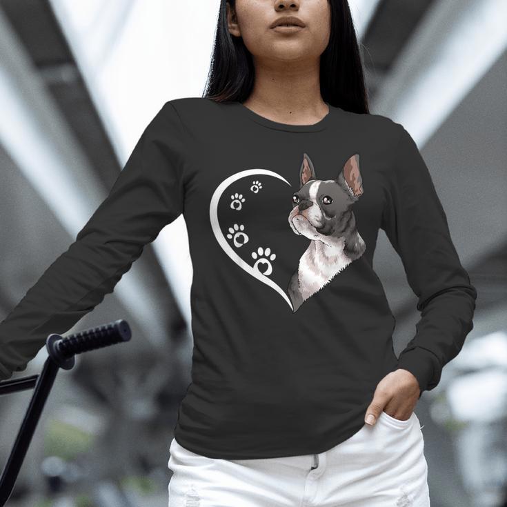 Boston Terrier Shirts For Women Girls Kids Heart Cute Women Long Sleeve T-Shirt, gift for family, gift for coworker
