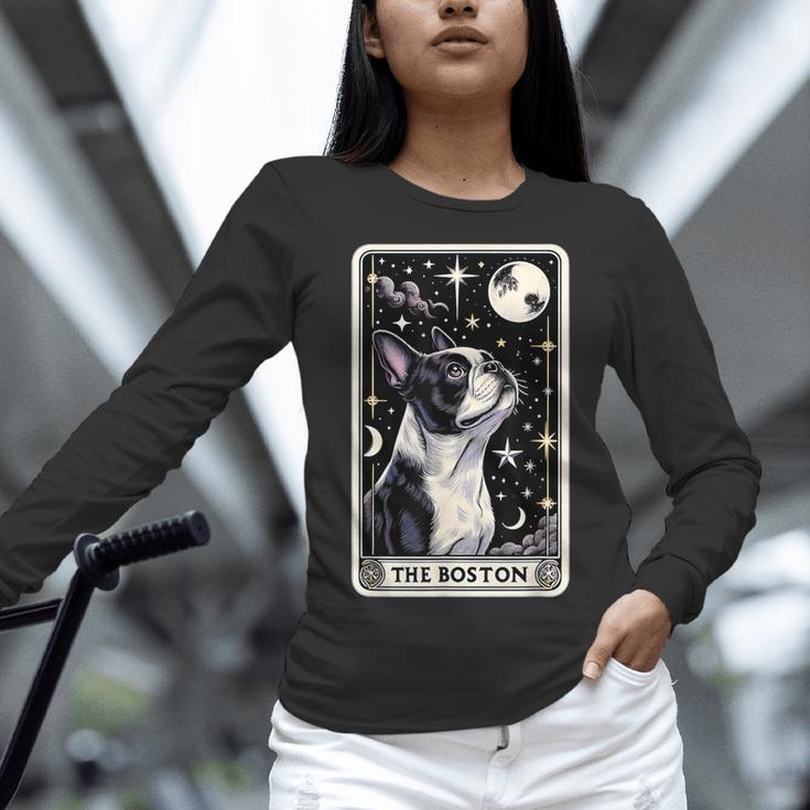 Boston Terrier Tarot Card Star With The Moon Men Women Kids Women Long Sleeve T-Shirt, Boston Terrier Tarot Shirts, gift for family, gift for coworker