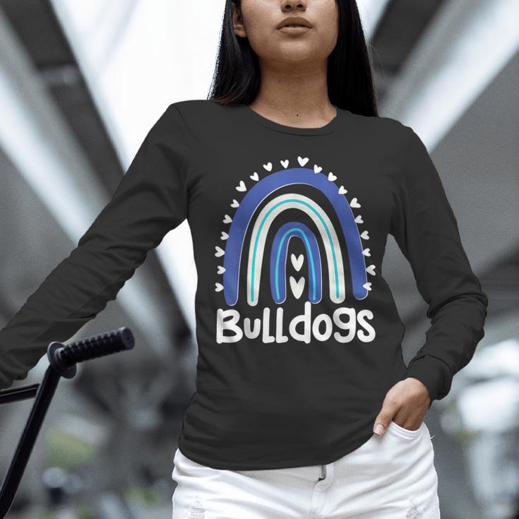 Bulldogs School Mascot Rainbow Teacher Lover Women Long Sleeve T-Shirt, gift for family, gift for coworker