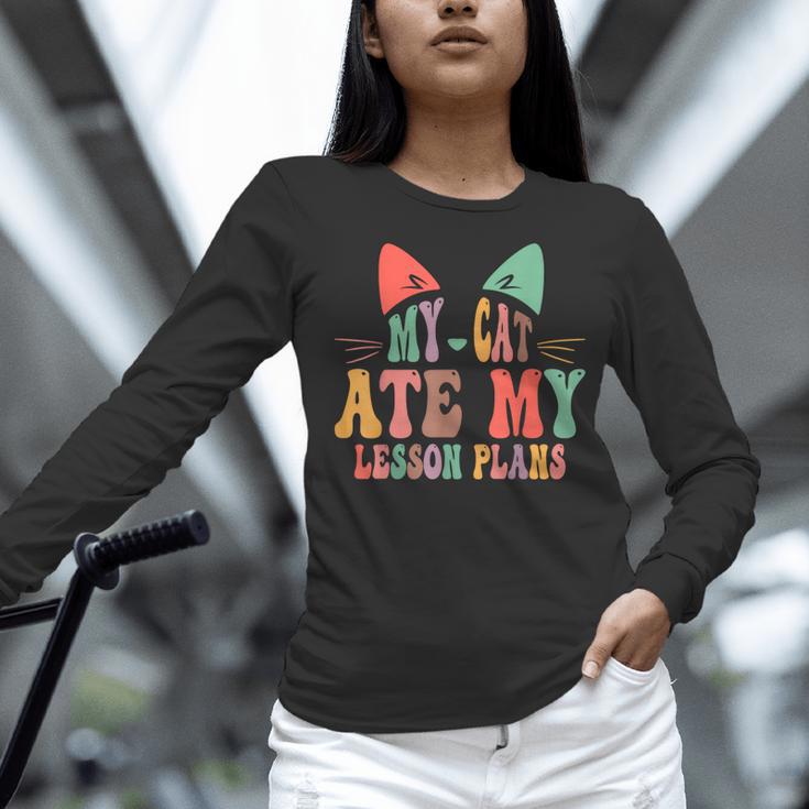 My Cat Ate My Lesson Plans Teacher Sarcastic Women Long Sleeve T-Shirt, gift for family, gift for coworker My Cat Ate My Lesson Plans Teacher Sarcastic Women Long Sleeve T-Shirt, gift for family, gift for coworker