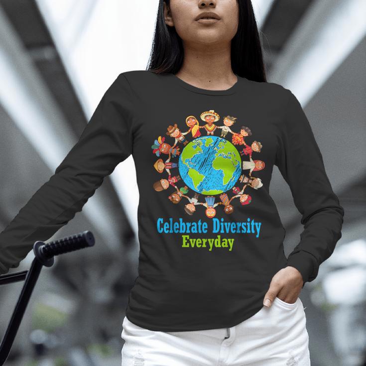 Celebrate Diversity Everyday Teachers & School Student Gift Women Long Sleeve T-Shirt, gift for family, gift for coworker