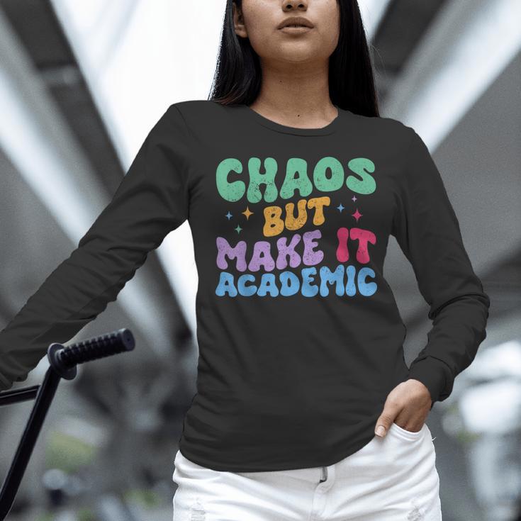 Chaos But Make It Academic Teacher Back To School Women Long Sleeve T-Shirt, gift for family, gift for coworker