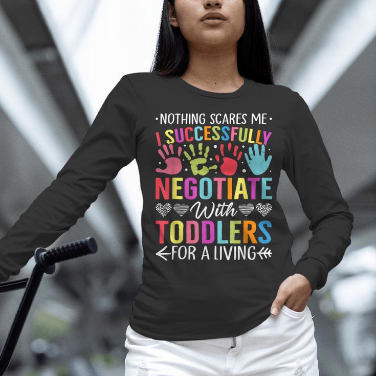 Childcare Teacher Negotiate With Toddlers Daycare Provider Men Women Girls Kids Women Long Sleeve T-Shirt, gift for family, gift for coworker