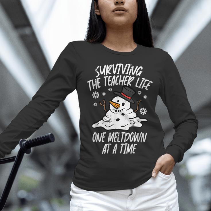 Christmas Surviving Teacher Life Meltdown Xmas Women Men Women Long Sleeve T-Shirt, gift for family, gift for coworker