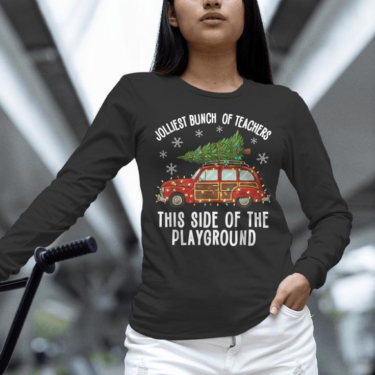 Christmas Teacher Squad Festive Car Tree Lights Xmas Women Long Sleeve T-Shirt, gift for family, gift for coworker