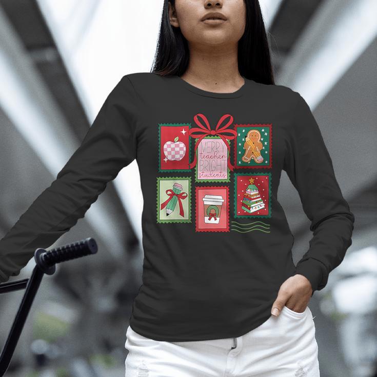 Christmas Teacher Stamps Women Long Sleeve T-Shirt, gift for family, gift for coworker Christmas Teacher Stamps Women Long Sleeve T-Shirt, gift for family, gift for coworker