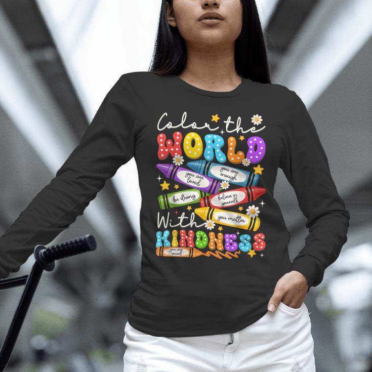 Color The World With Kindness Crayon Positivity Teacher Women Long Sleeve T-Shirt, gift for family, gift for coworker Color The World With Kindness Crayon Positivity Teacher Women Long Sleeve T-Shirt, gift for family, gift for coworker