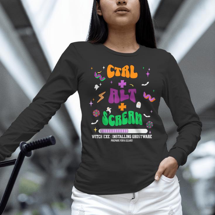 Computer Teacher Spooky Halloween Technology STEM Engineer Women Long Sleeve T-Shirt, gift for family, gift for coworker
