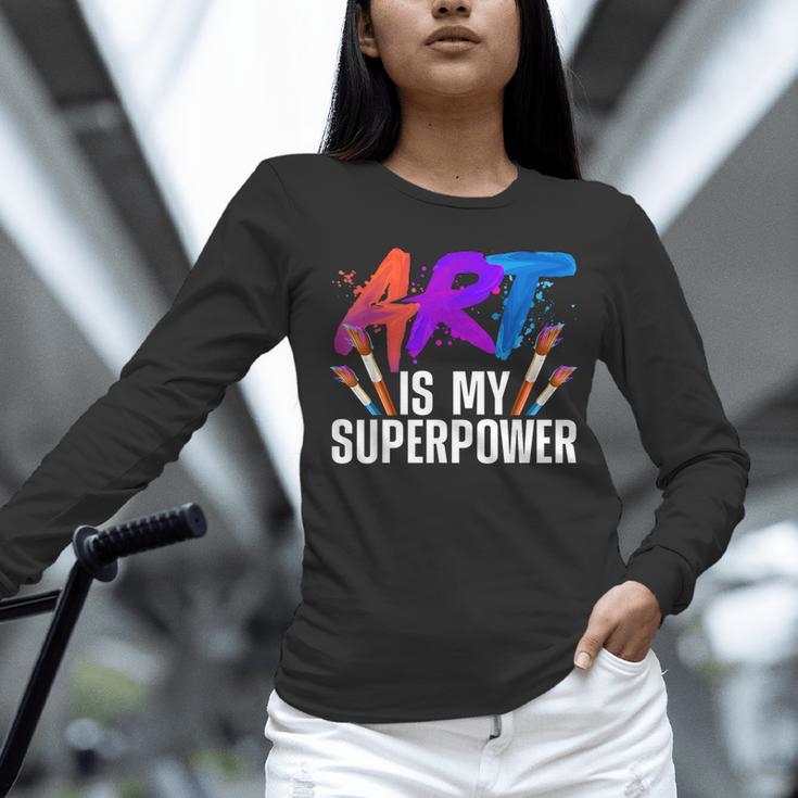 Cool Art For Men Women Art Teacher Artist Painter Superpower Women Long Sleeve T-Shirt, gift for family, gift for coworker