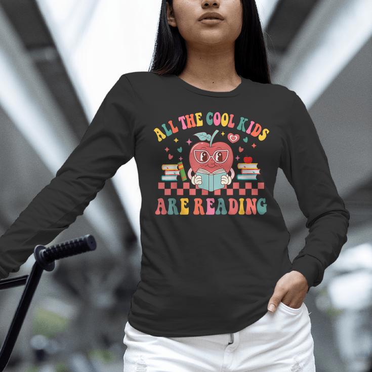 All The Cool Kids Are Reading Book Reading Teacher School Women Long Sleeve T-Shirt, gift for family, gift for coworker