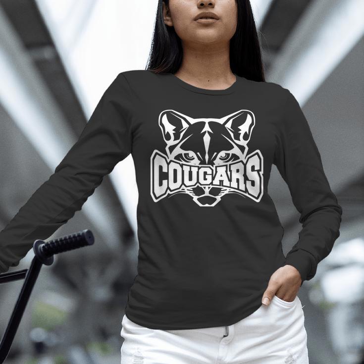 Cougars Teacher Student School Sports Fan Team Spirit Women Long Sleeve T-Shirt, gift for family, gift for coworker