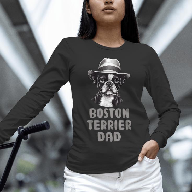Cute Boston Terrier Dad Dog Lovers Puppy Bostie Owner Women Long Sleeve T-Shirt, Boston Terrier Dad Shirts, gift for family, gift for coworker
